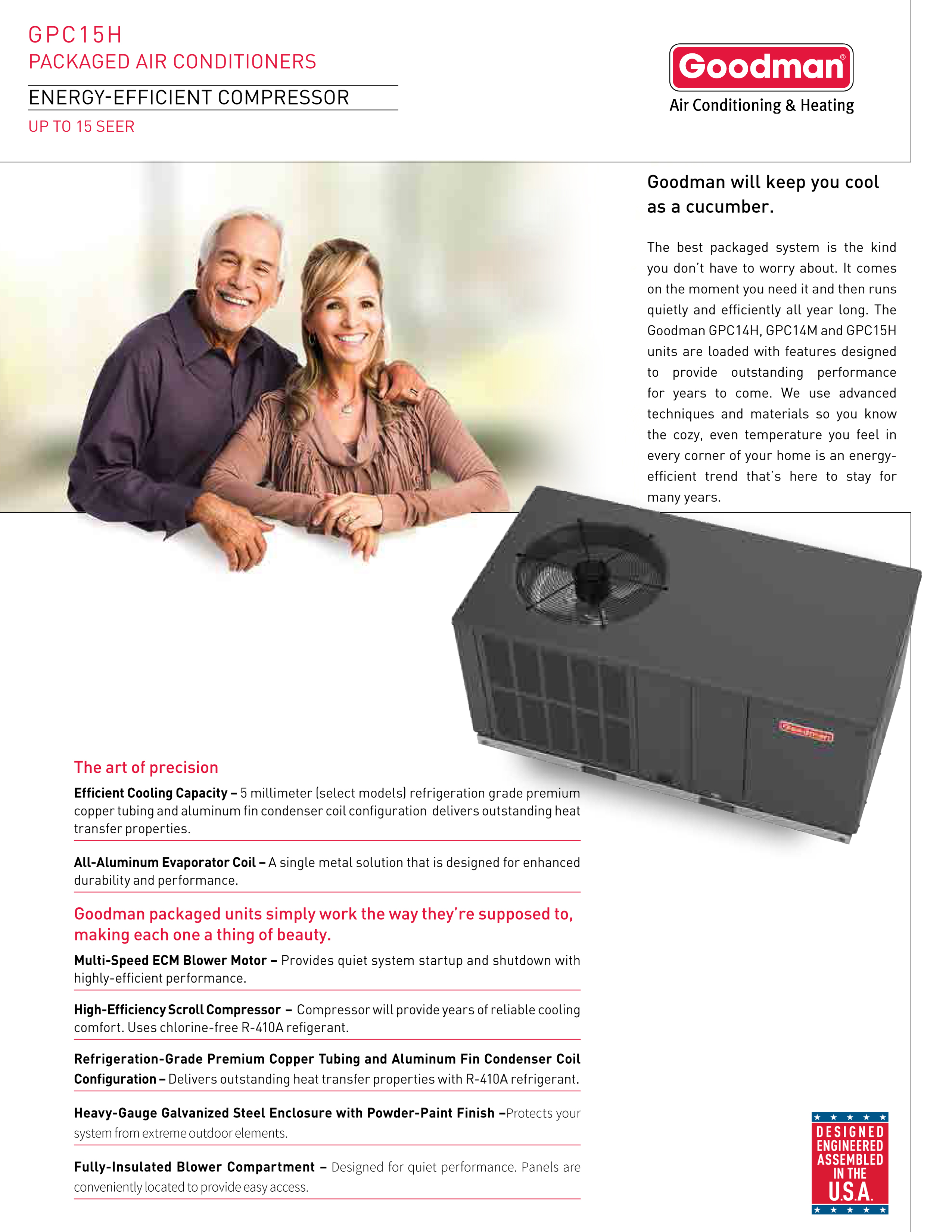 2.5 Ton Goodman 15 SEER Package Unit GPC1530H41